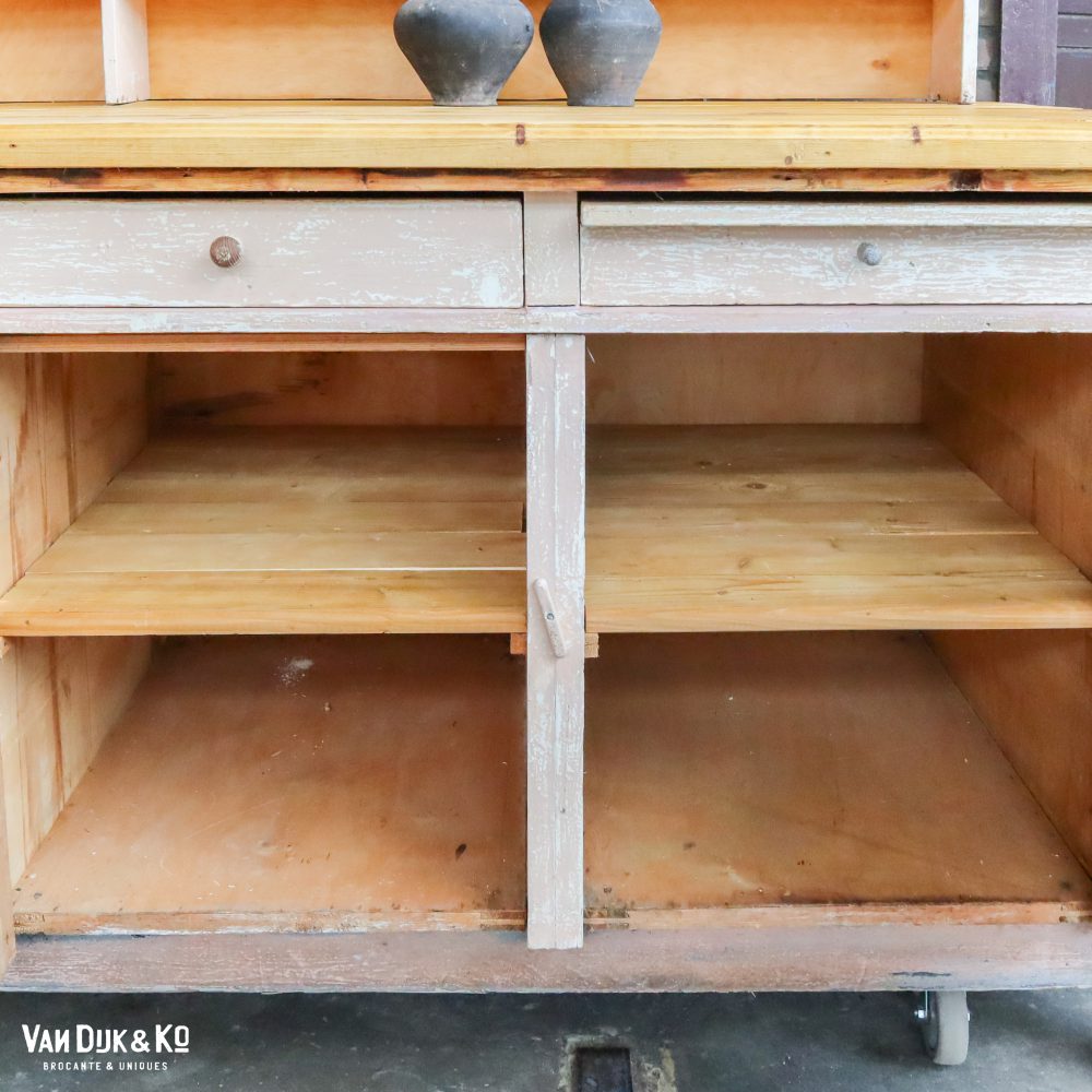 Houten brocante werktafel - Afbeelding 9