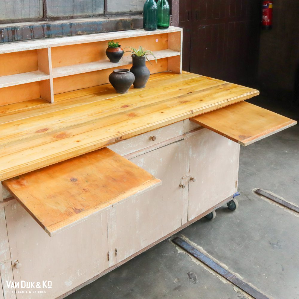 Houten brocante werktafel - Afbeelding 4