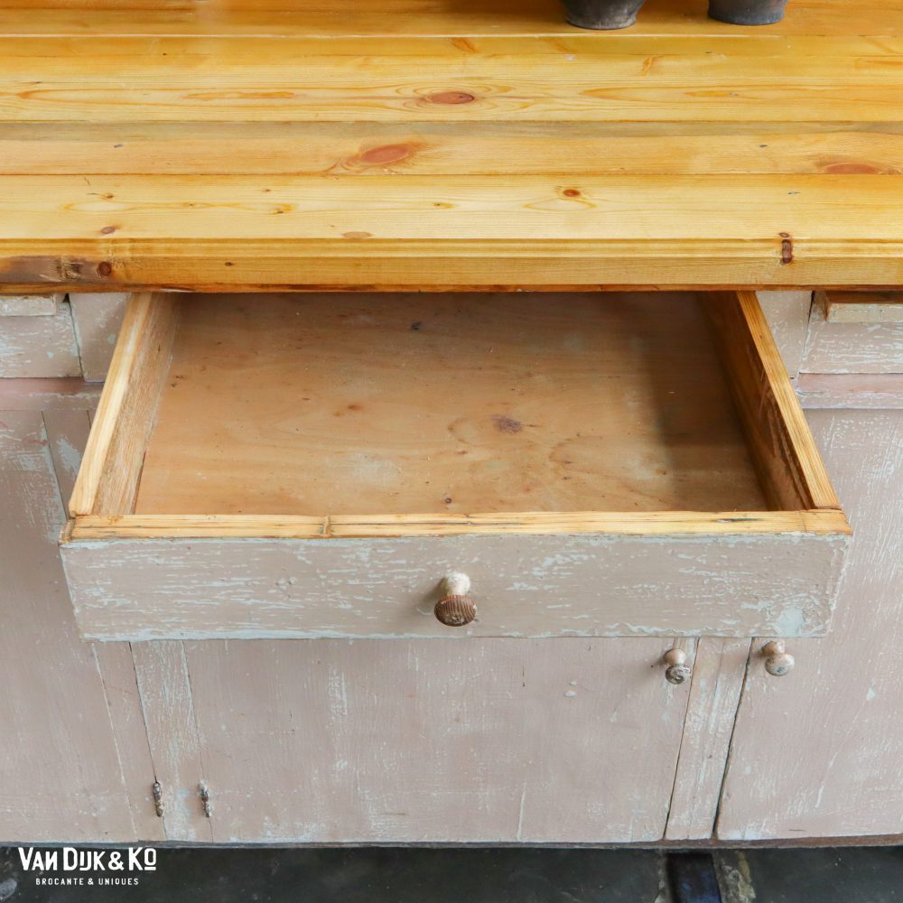 Houten brocante werktafel - Afbeelding 10