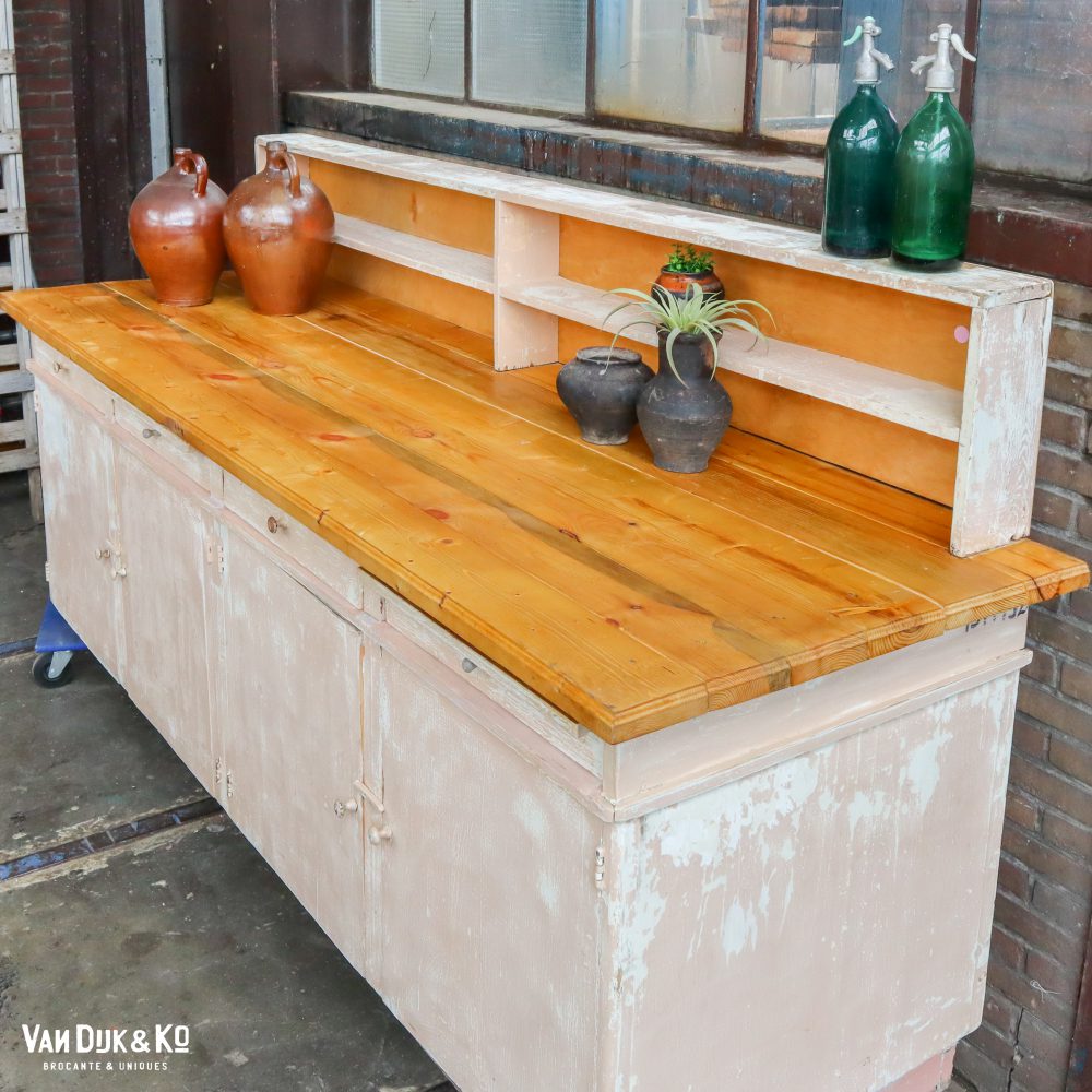 Houten brocante werktafel - Afbeelding 6