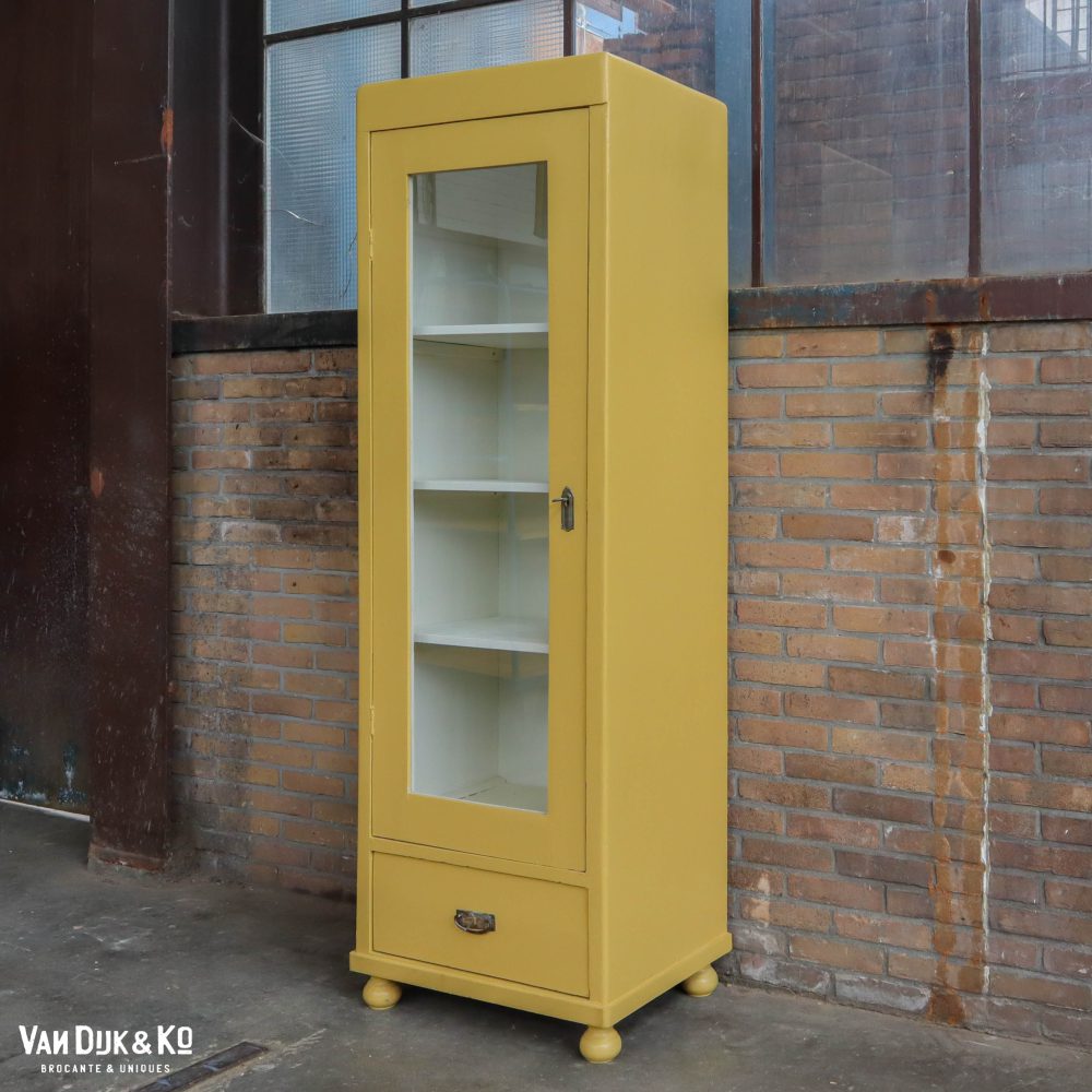 Gele eendeurs vitrinekast - Afbeelding 2