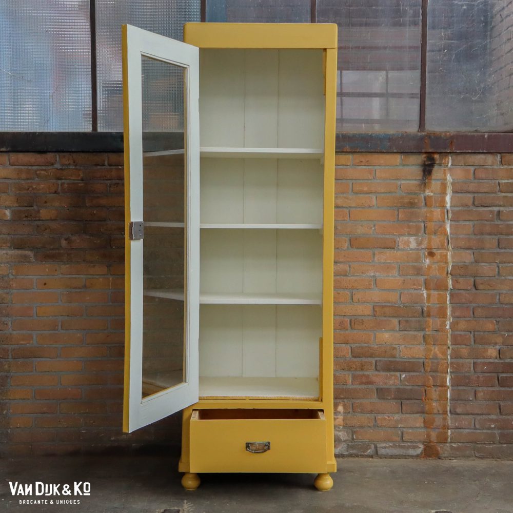 Gele eendeurs vitrinekast - Afbeelding 3