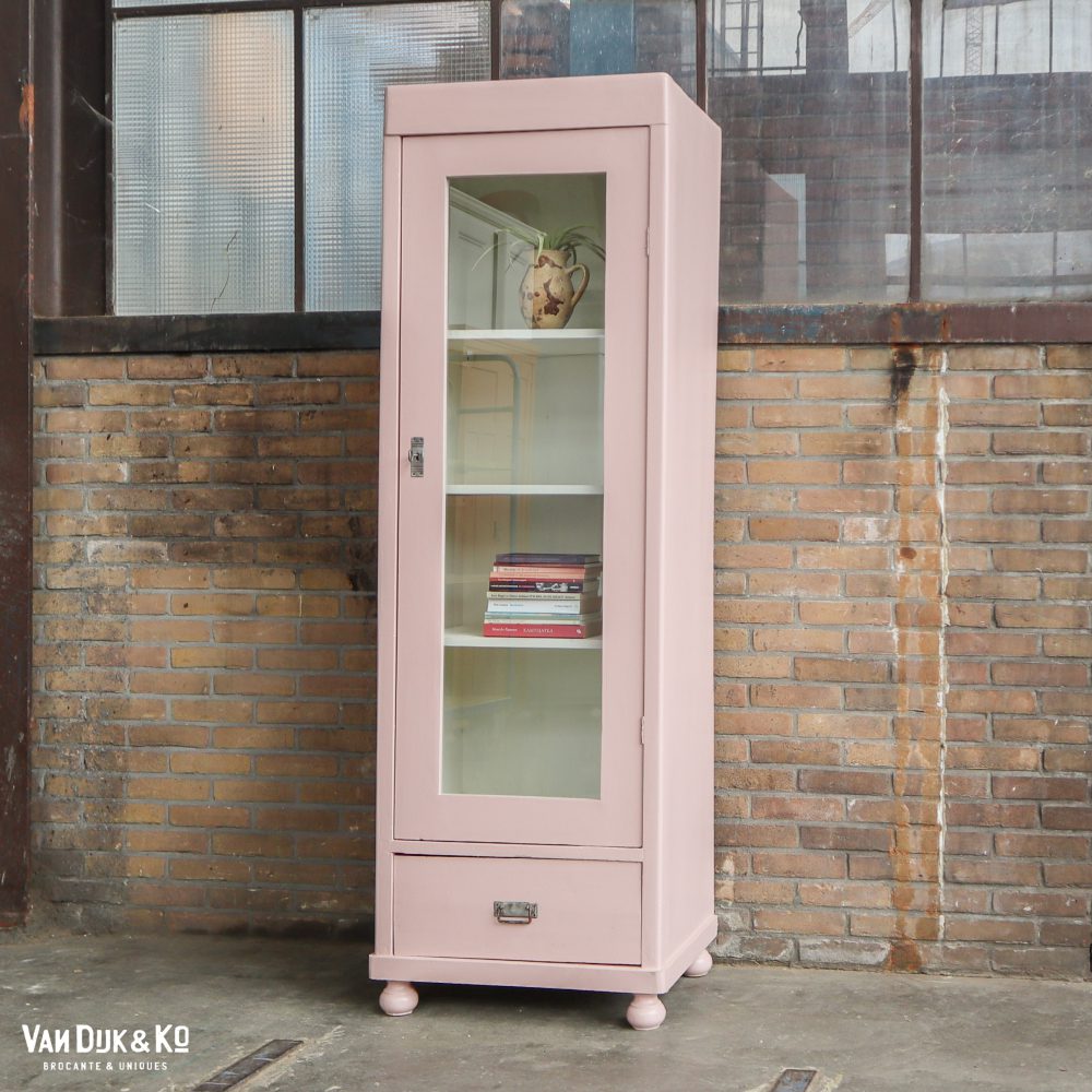 Roze eendeurs vitrinekast - Afbeelding 2
