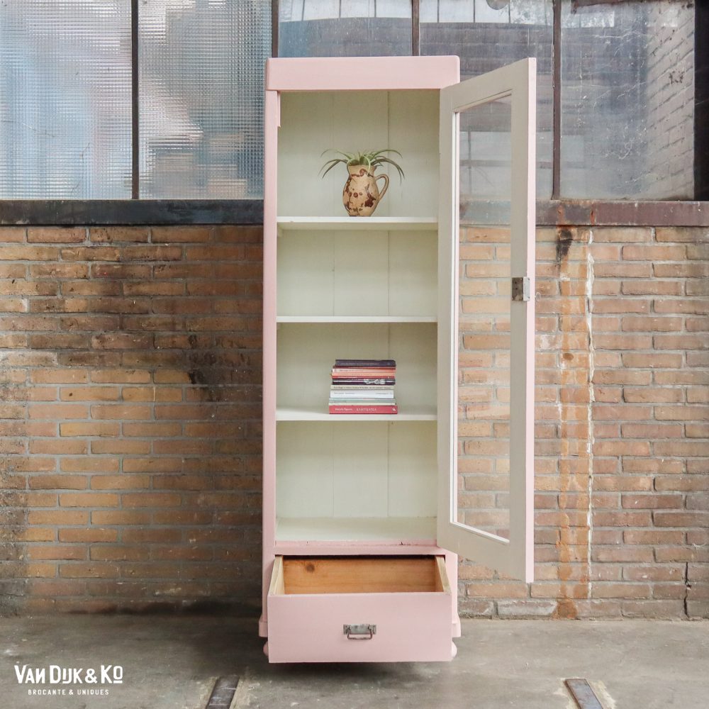 Roze eendeurs vitrinekast - Afbeelding 3