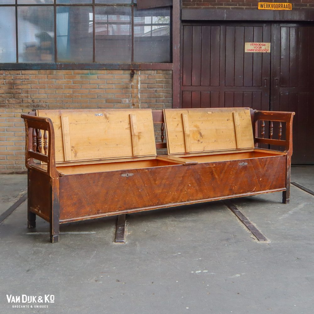 Lange bruine klepbank - Afbeelding 2
