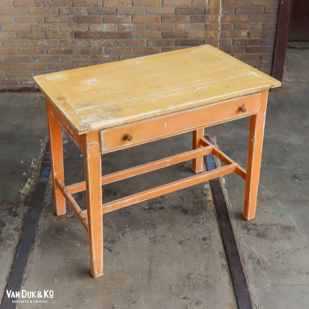 Brocante bureautje met grote la - Afbeelding 2