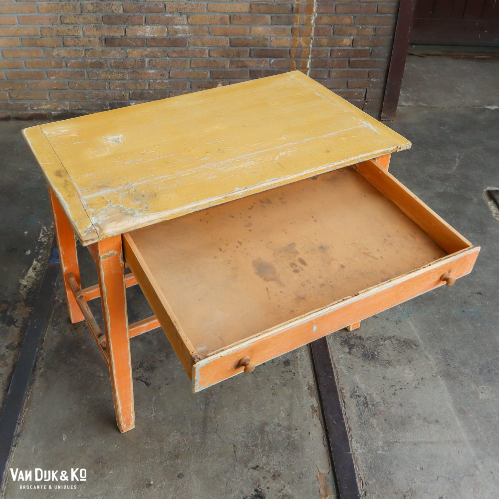 Brocante bureautje met grote la - Afbeelding 3