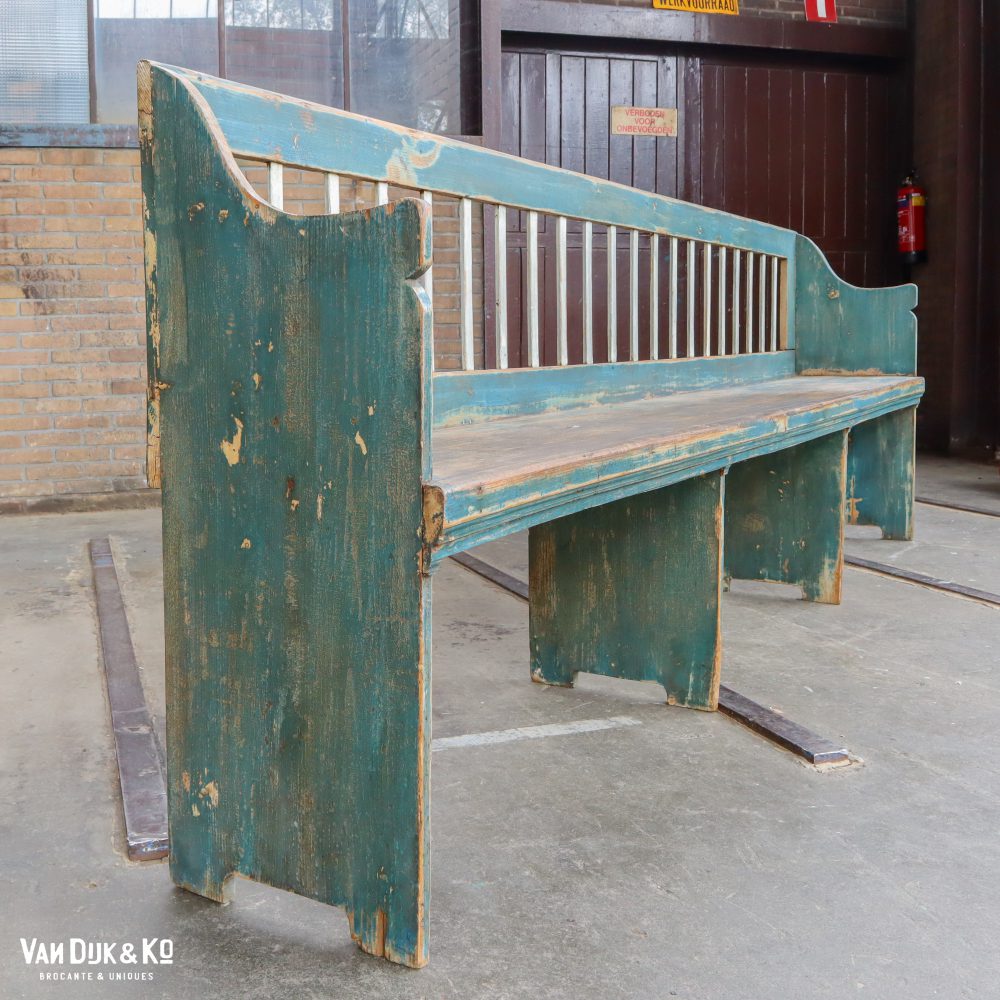 Brocante houten bank - Afbeelding 3