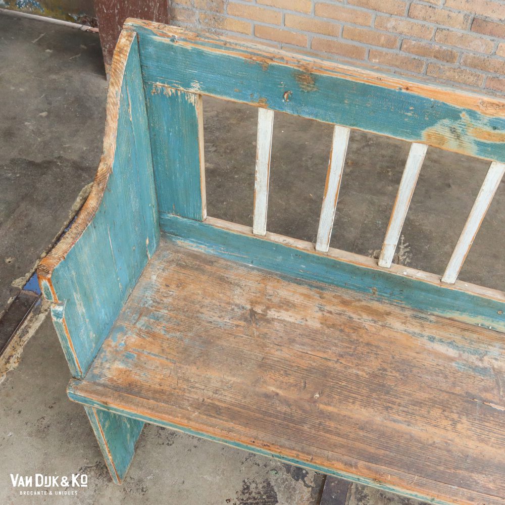 Brocante houten bank - Afbeelding 4