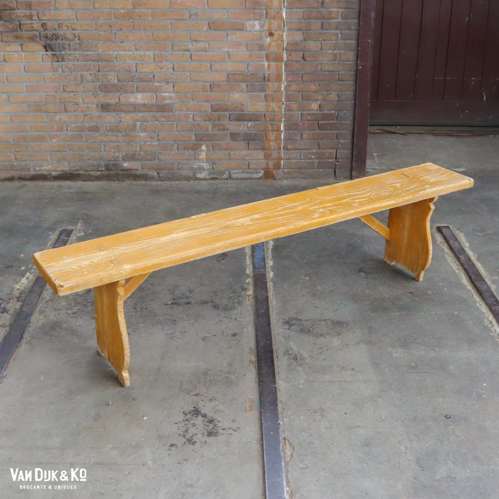 Brocante houten bankje - Afbeelding 2