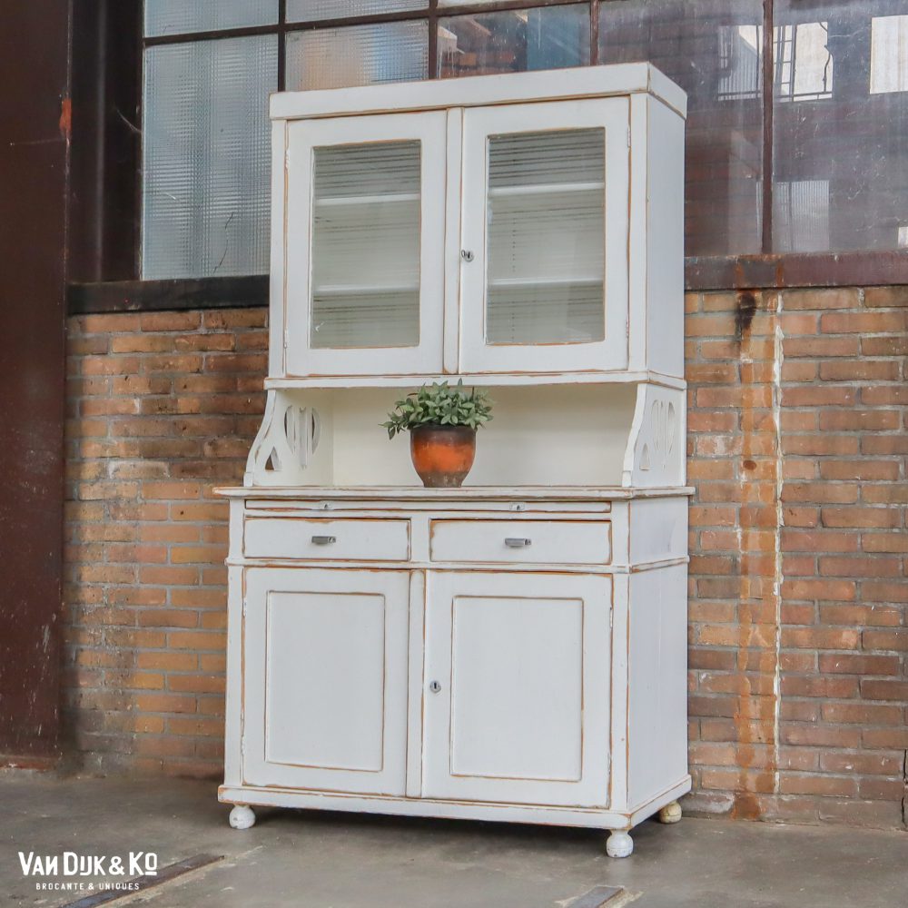Brocante witte buffetkast - Afbeelding 2