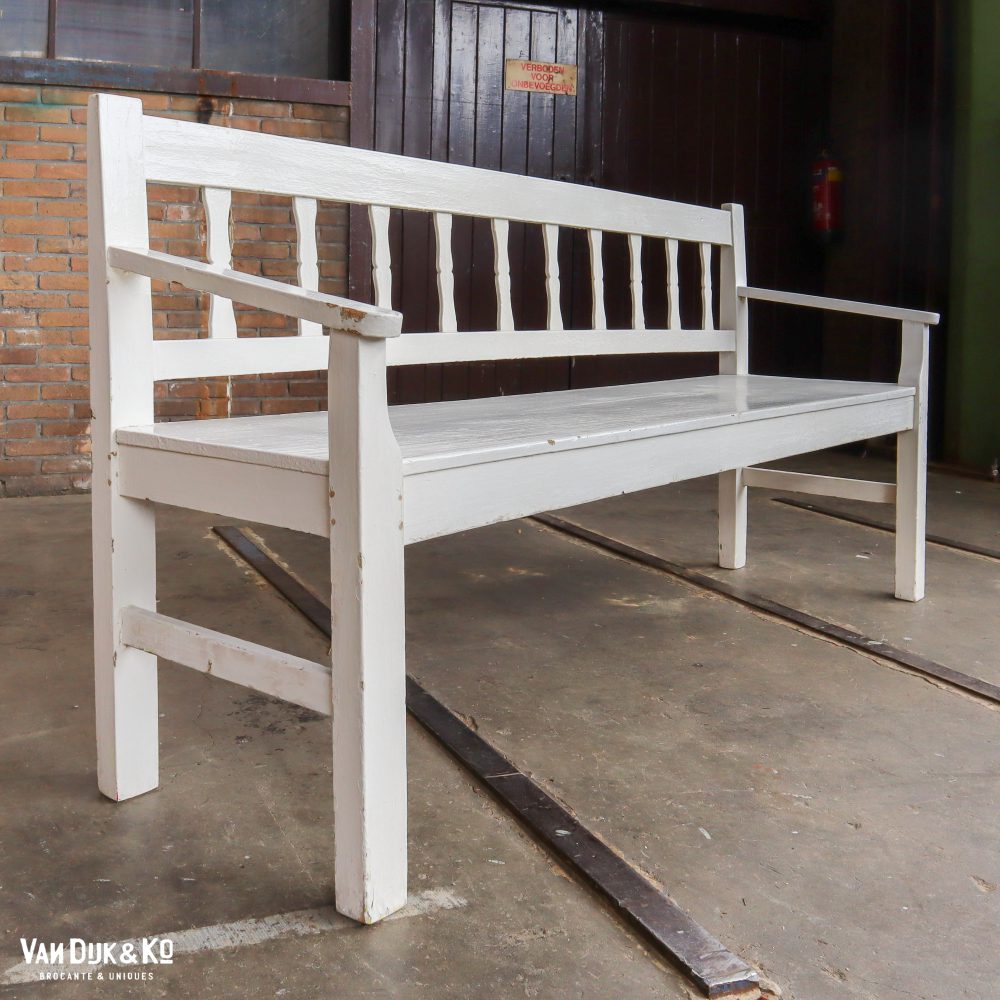 Witte brocante bank - Afbeelding 2