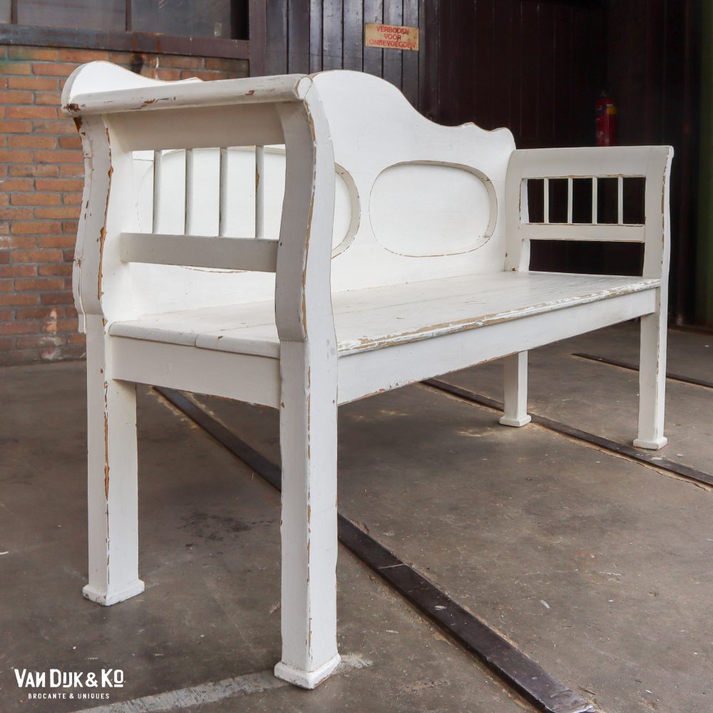 Houten witte bank - Afbeelding 2