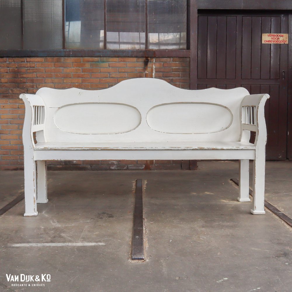 Houten witte bank - Afbeelding 3