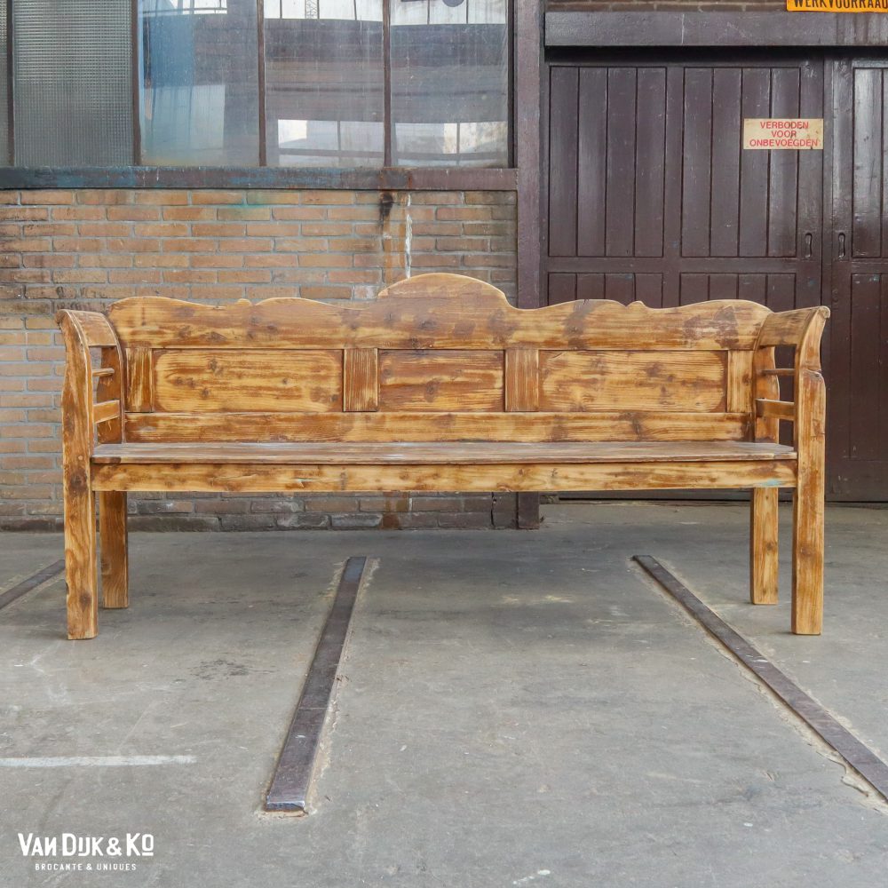 Houten brocante bank - Afbeelding 3