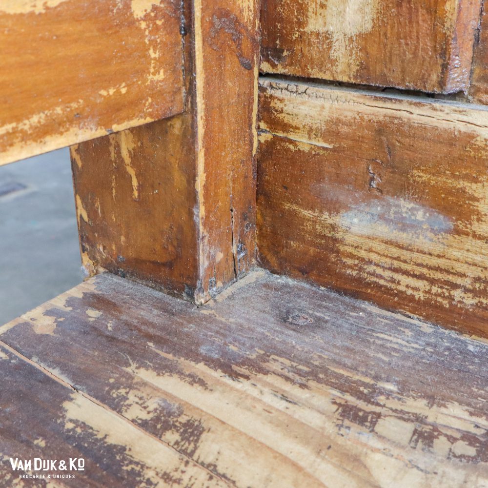 Houten brocante bank - Afbeelding 7