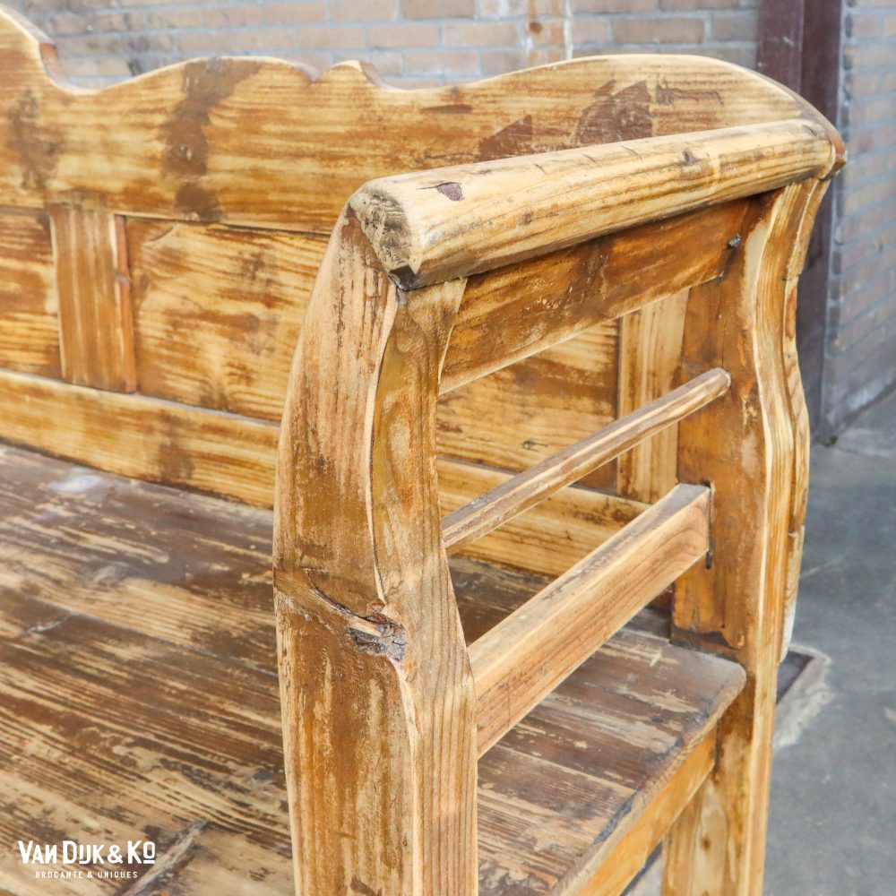 Houten brocante bank - Afbeelding 6