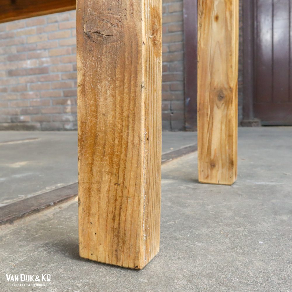 Houten brocante bank - Afbeelding 10