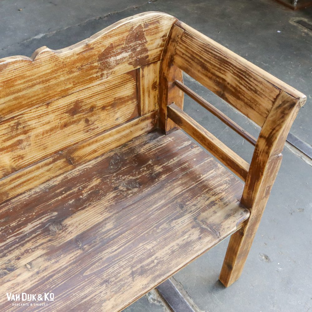 Houten brocante bank - Afbeelding 5