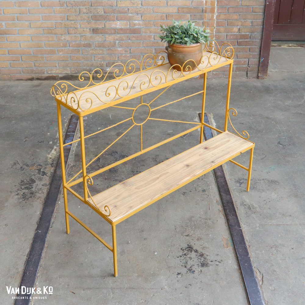 Metalen plantentafel met hout - Afbeelding 3
