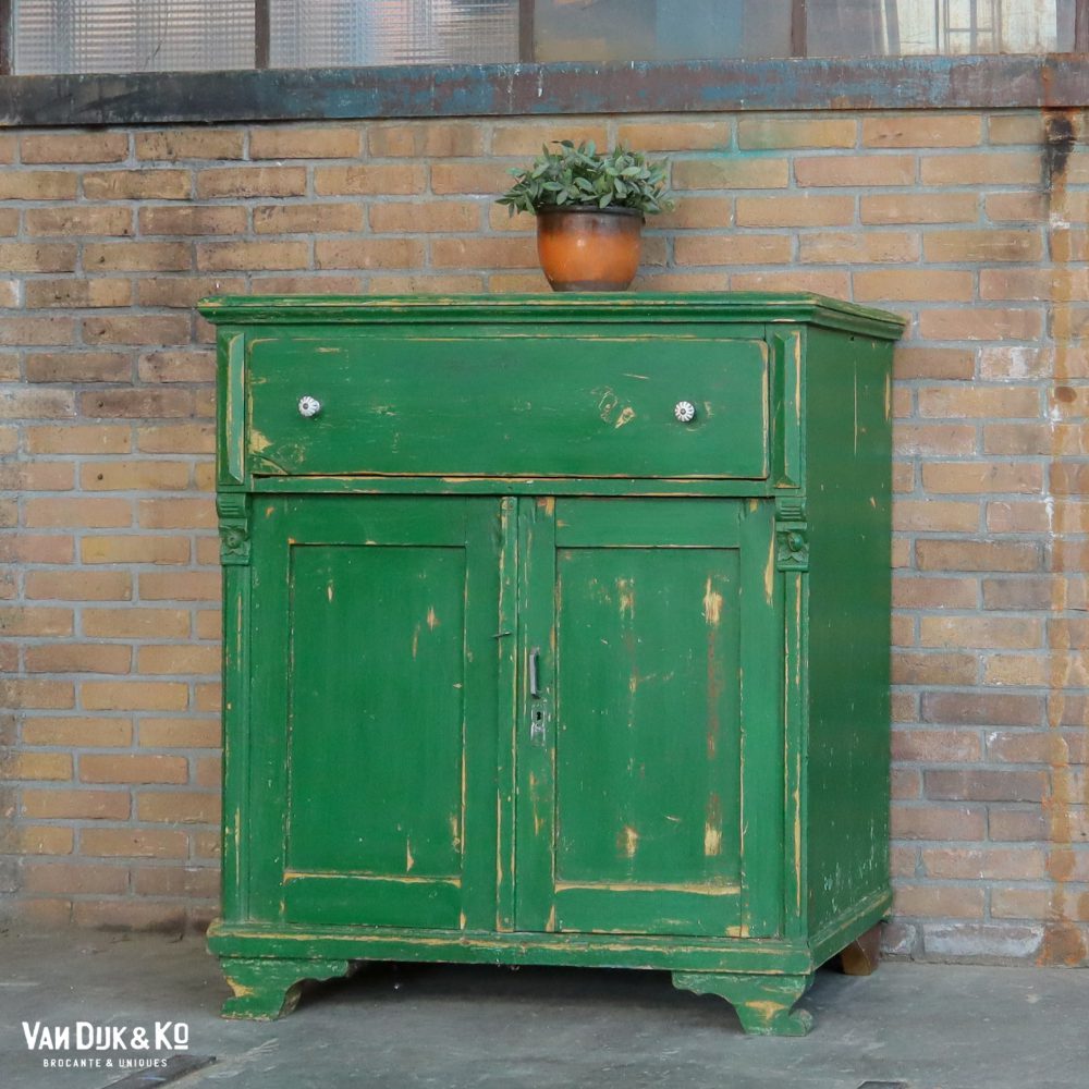 Brocante groen kastje - Afbeelding 2