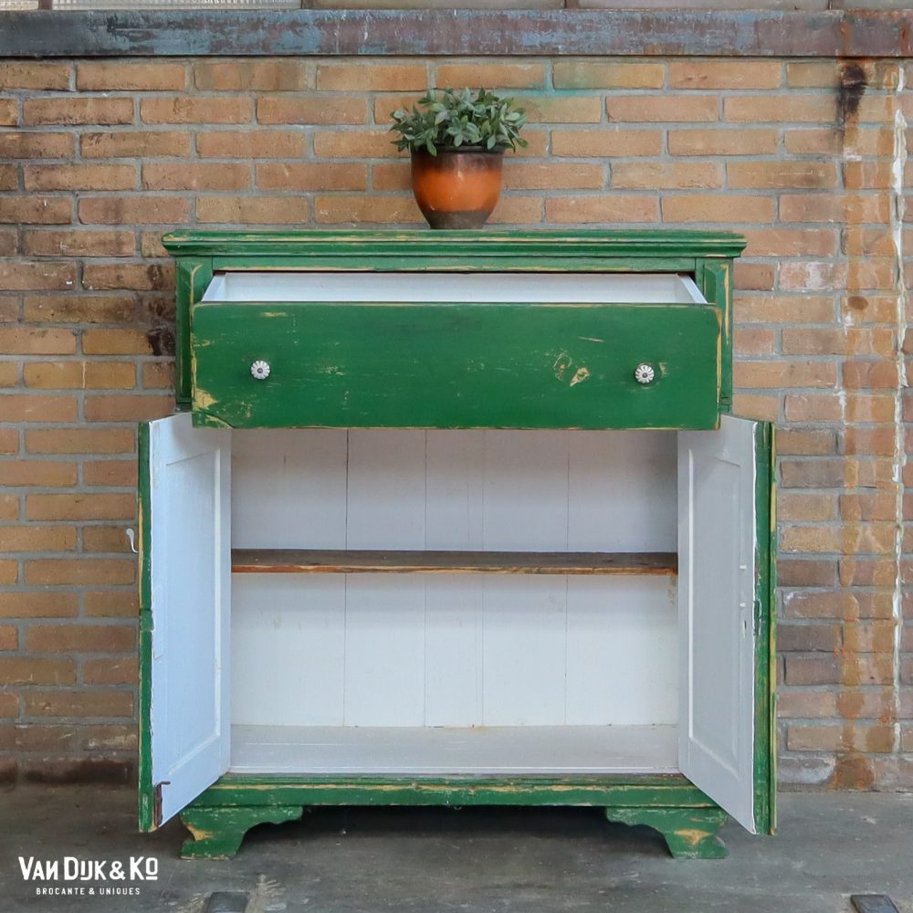 Brocante groen kastje - Afbeelding 3