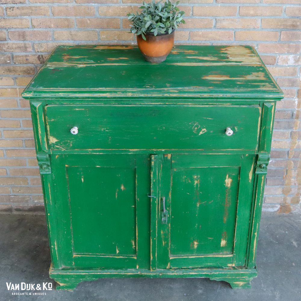 Brocante groen kastje - Afbeelding 5