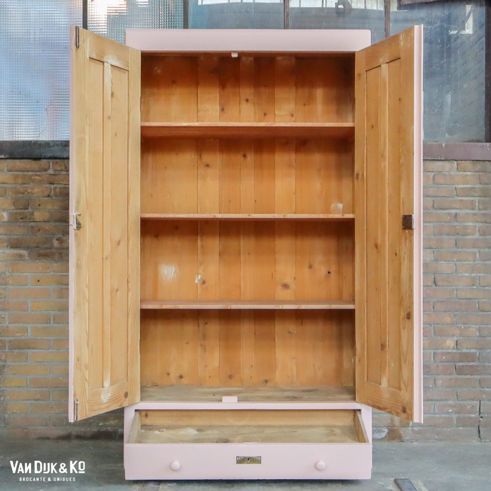 Brocante roze linnenkast - Afbeelding 3