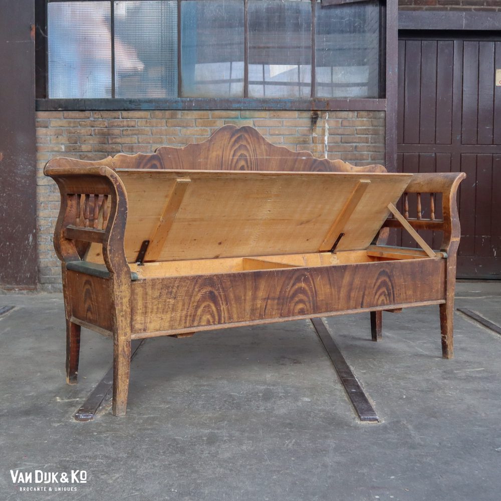 Houten brocante klepbank - Afbeelding 2