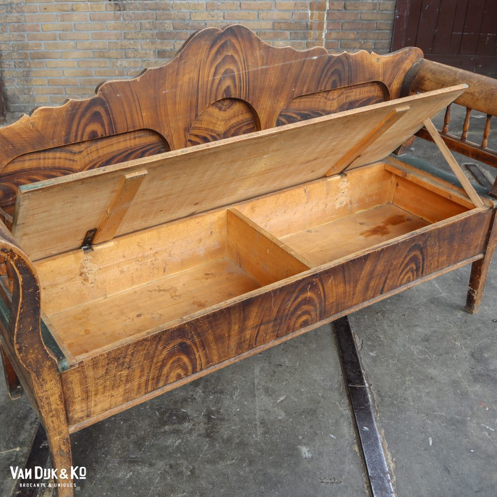 Houten brocante klepbank - Afbeelding 3