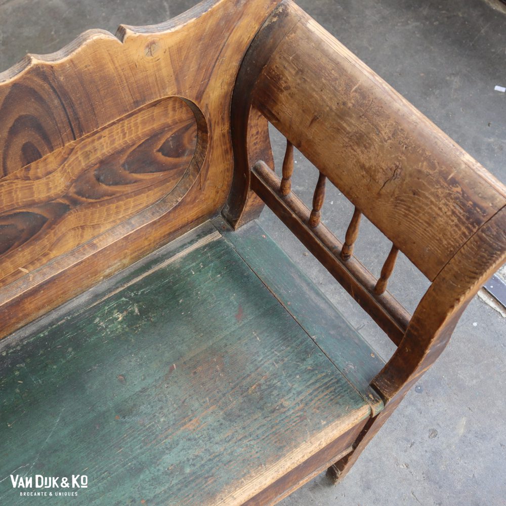 Houten brocante klepbank - Afbeelding 6