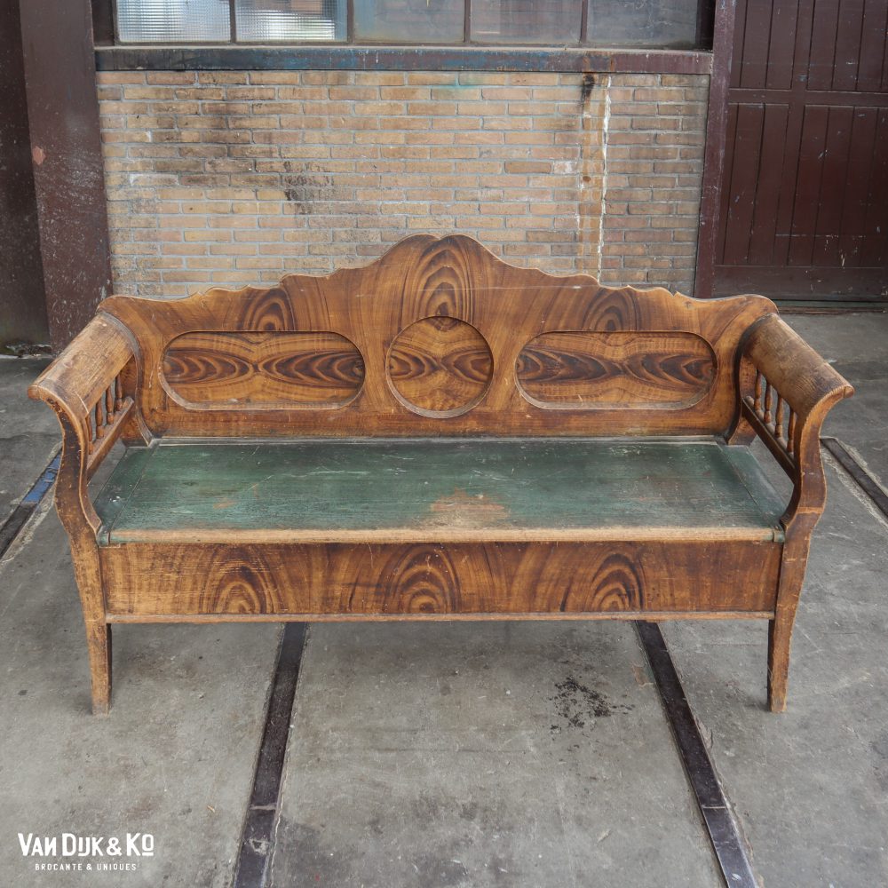 Houten brocante klepbank - Afbeelding 5