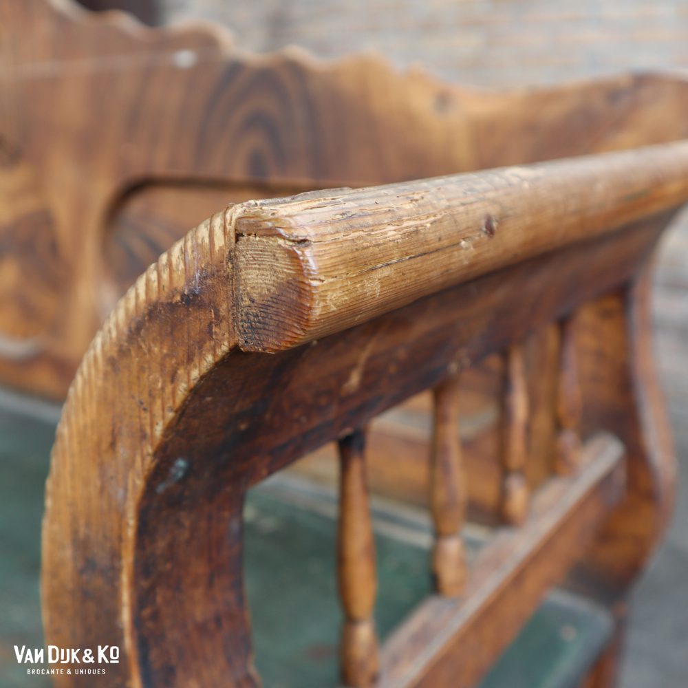 Houten brocante klepbank - Afbeelding 7