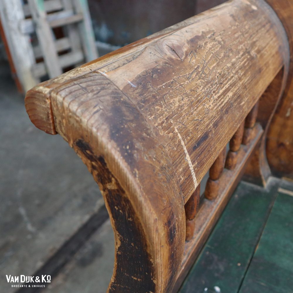 Houten brocante klepbank - Afbeelding 8