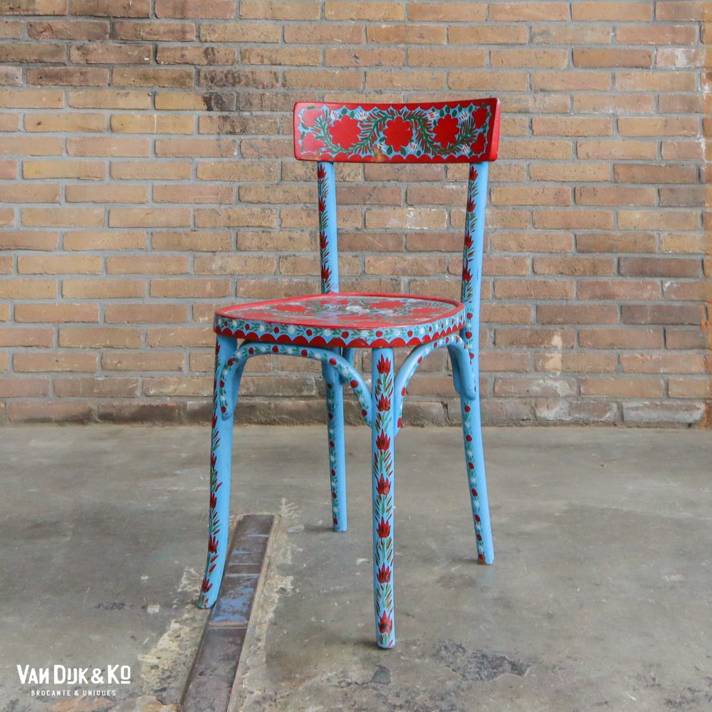 Handbeschilderde Roemeense set - tafel en 3 stoelen - Afbeelding 17