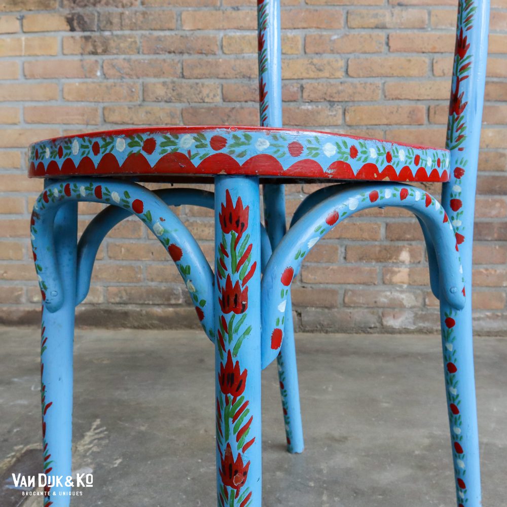 Handbeschilderde Roemeense set - tafel en 3 stoelen - Afbeelding 24