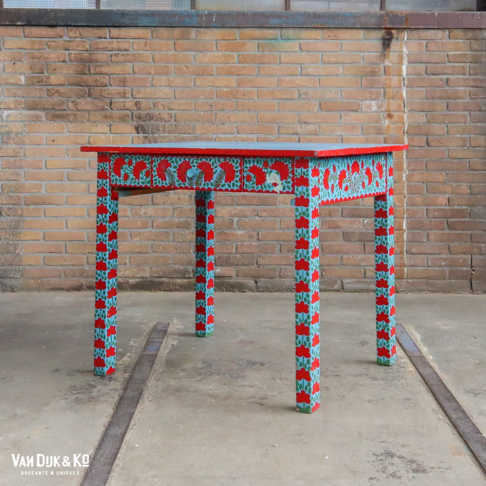 Handbeschilderde Roemeense set - tafel en 3 stoelen - Afbeelding 5