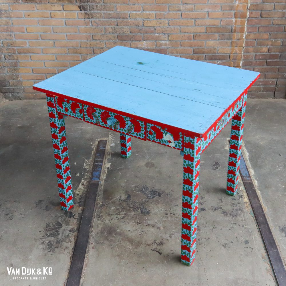 Handbeschilderde Roemeense set - tafel en 3 stoelen - Afbeelding 7