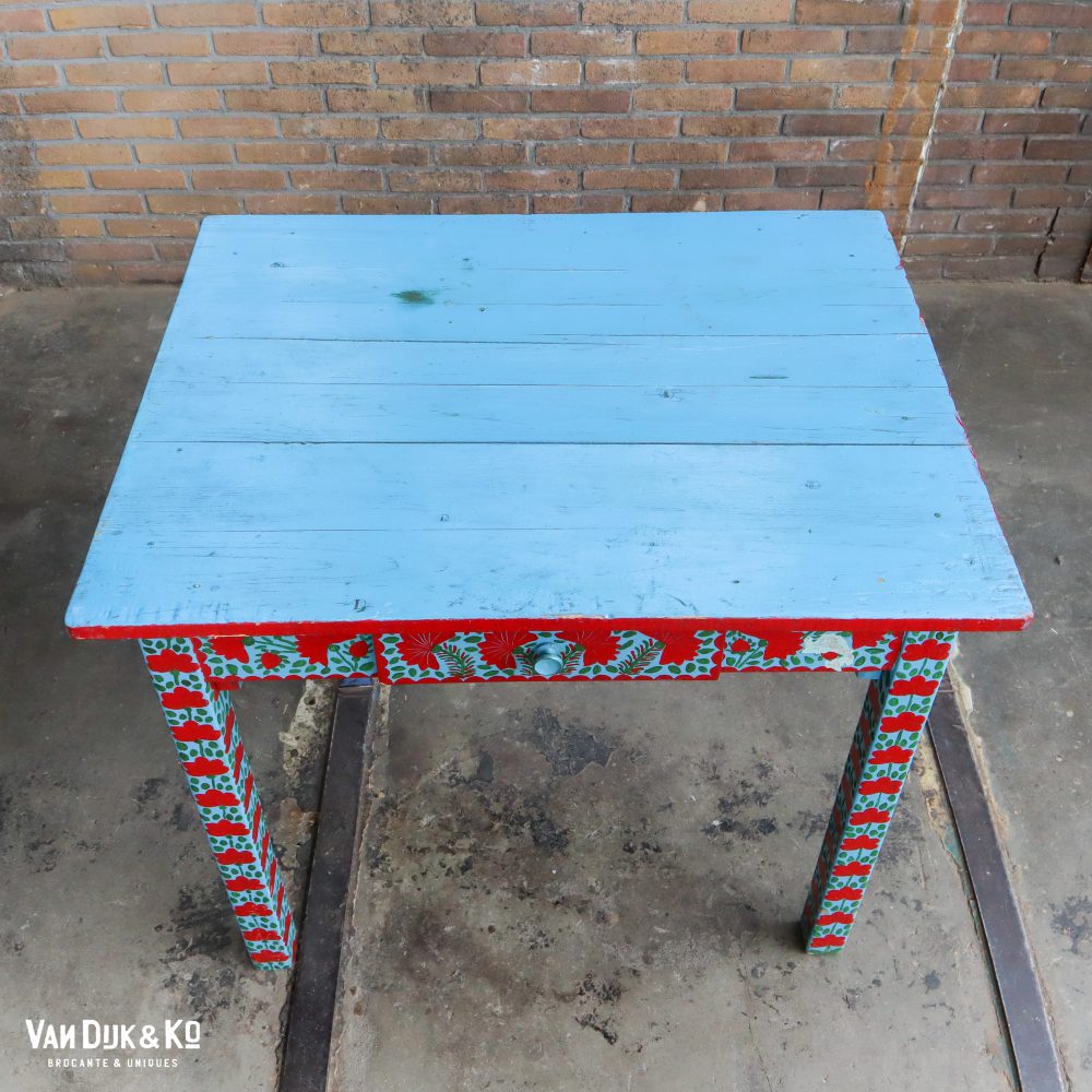 Handbeschilderde Roemeense set - tafel en 3 stoelen - Afbeelding 8