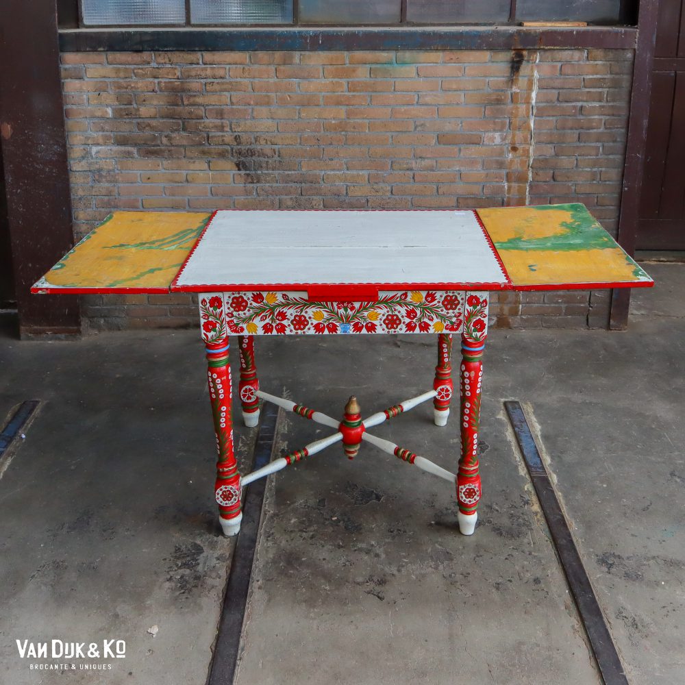 Handbeschilderde Roemeense set - tafel en 4 stoelen - Afbeelding 11