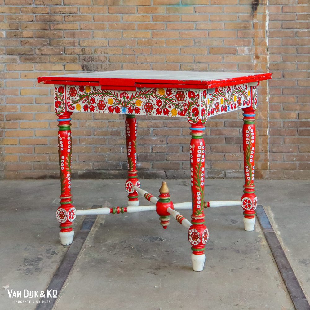 Handbeschilderde Roemeense set - tafel en 4 stoelen - Afbeelding 4