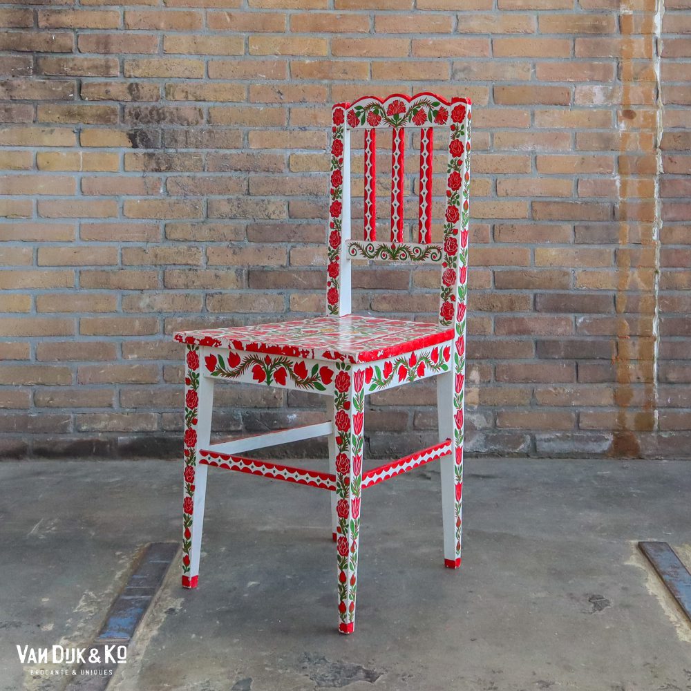 Handbeschilderde Roemeense set - tafel en 4 stoelen - Afbeelding 13