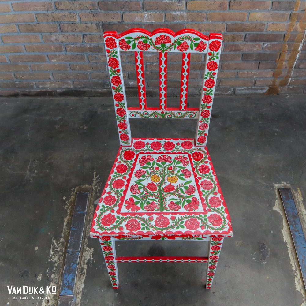 Handbeschilderde Roemeense set - tafel en 4 stoelen - Afbeelding 16