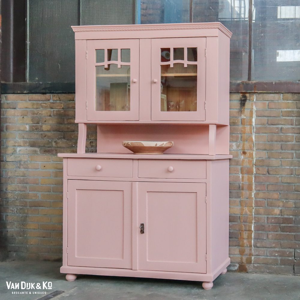 Brocante roze buffetkast - Afbeelding 2