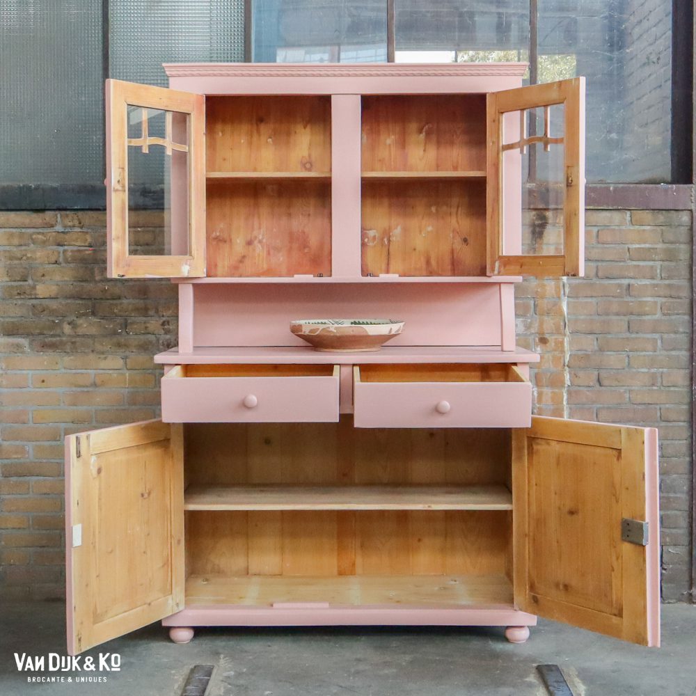 Brocante roze buffetkast - Afbeelding 3