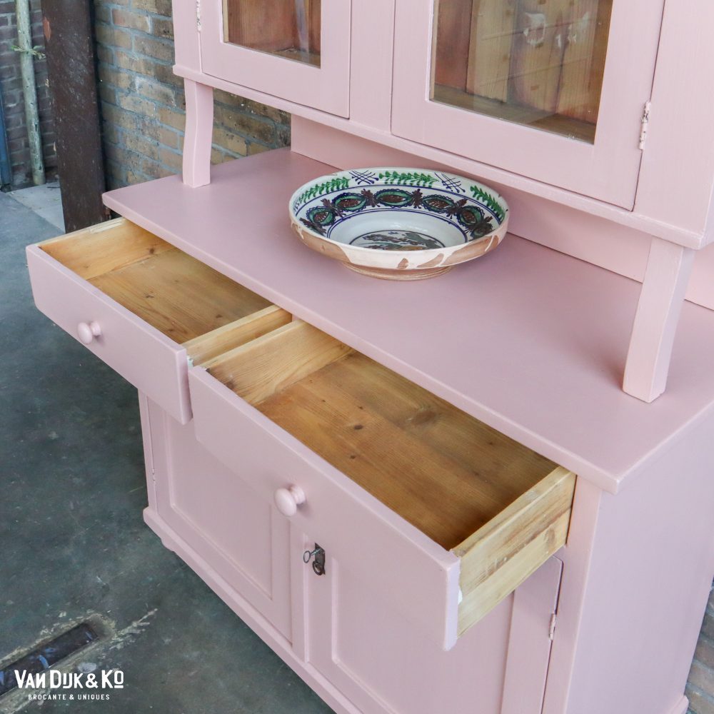 Brocante roze buffetkast - Afbeelding 4