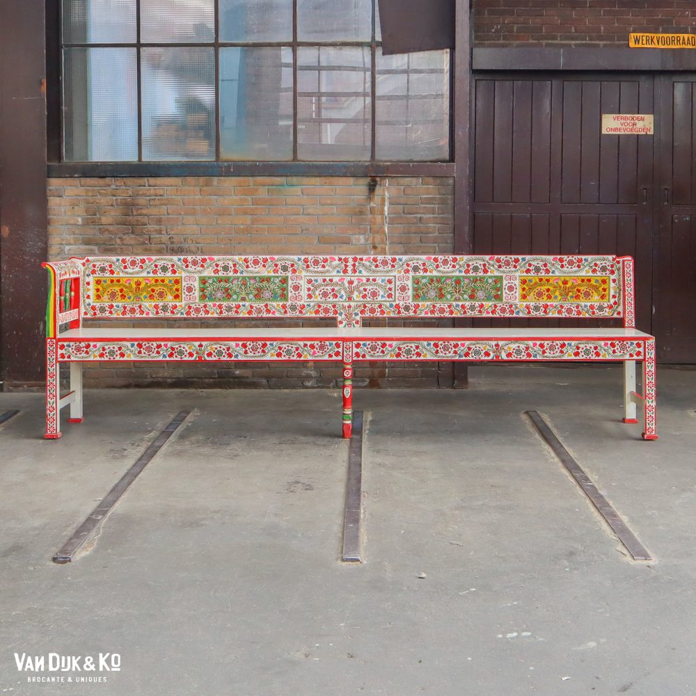Handbeschilderde Hongaarse bank - 3 meter - Afbeelding 2