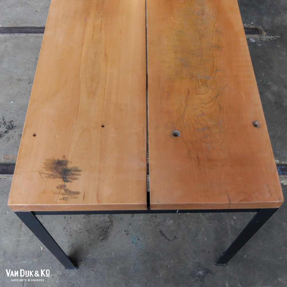 Industriële tafel met houten blad - Afbeelding 4