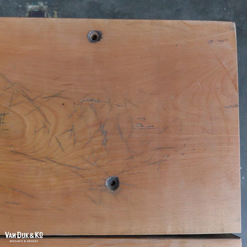 Industriële tafel met houten blad - Afbeelding 7