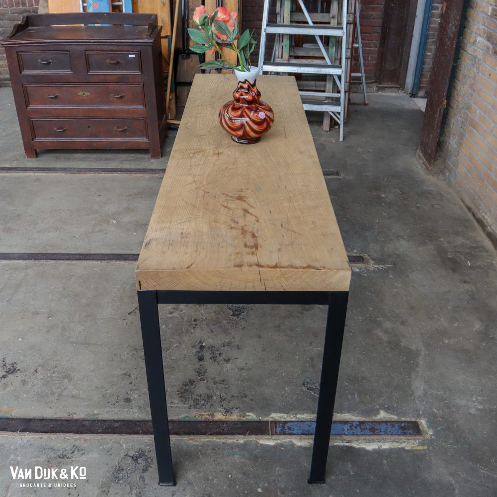 Industriële tafel met houten blad - Afbeelding 3